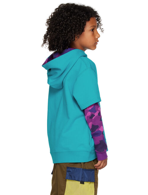 BAPE Kids Blue & Purple Camo Ape Head Hoodie