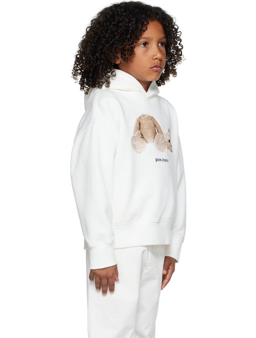 Palm Angels Kids White Bear Hoodie