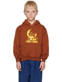 Online Ceramics Kids Brown Graphic Hoodie