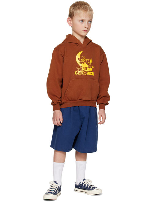 Online Ceramics Kids Brown Graphic Hoodie