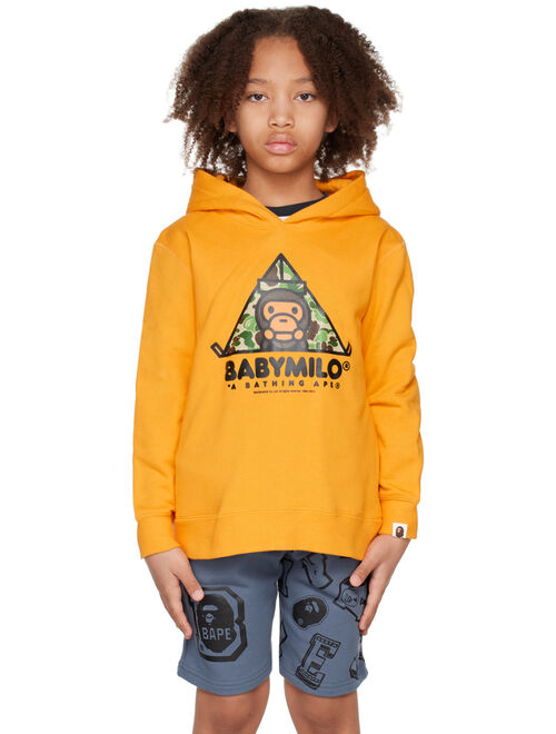 BAPE Kids Yellow Printed Baby Milo Tent Hoodie