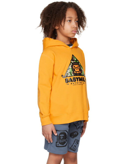 BAPE Kids Yellow Printed Baby Milo Tent Hoodie