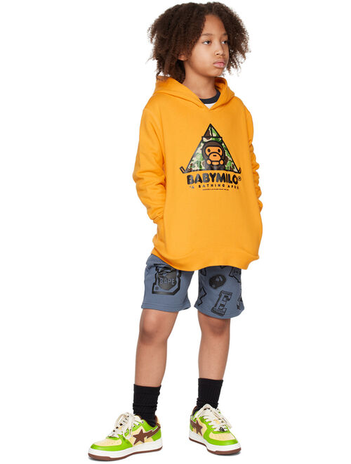 BAPE Kids Yellow Printed Baby Milo Tent Hoodie