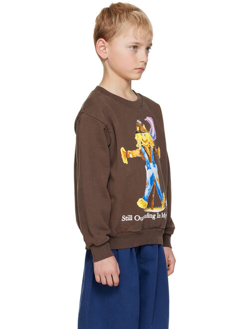 Online Ceramics Kids Brown Graphic Sweatshirt