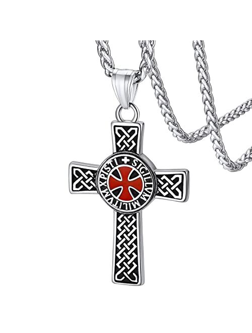 FaithHeart Knights Templar Seal Necklace Christ Fellow-Soldiers Jewelry for Men Women with Delicate Gift Packaging