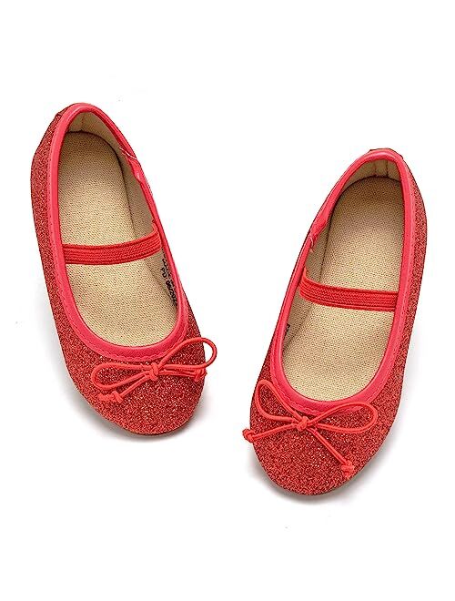 GINFIVE Toddler Girls Dress Shoes Little Girls Mary Janes Ballerina Flats Shoes Toddler