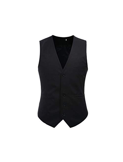 Cloudstyle Mens V-Neck Dress Suit Business Casual Suit Vest Waistcoat 5 Button Slim Fit