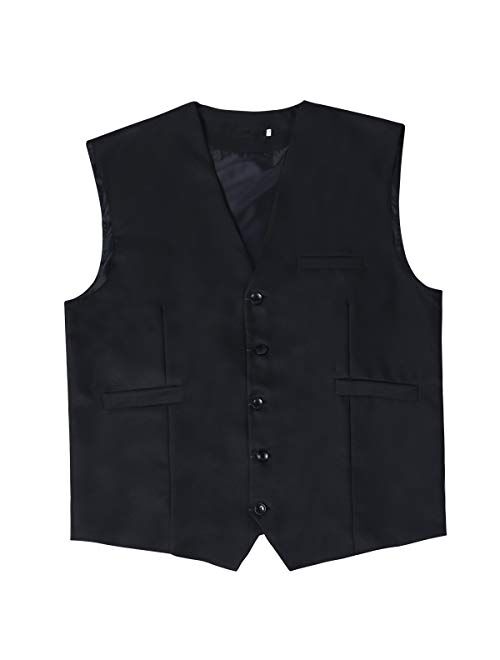 Cloudstyle Mens V-Neck Dress Suit Business Casual Suit Vest Waistcoat 5 Button Slim Fit