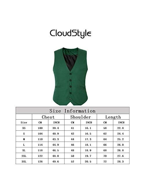 Cloudstyle Mens V-Neck Dress Suit Business Casual Suit Vest Waistcoat 5 Button Slim Fit