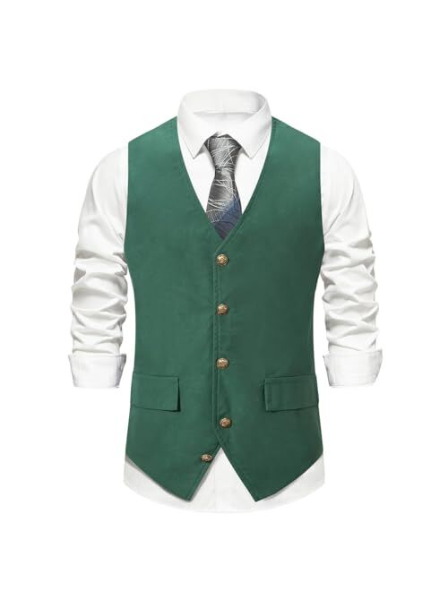 Cloudstyle Mens V-Neck Dress Suit Business Casual Suit Vest Waistcoat 5 Button Slim Fit