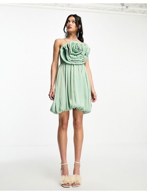 Sister Jane corsage metallic mini dress in green