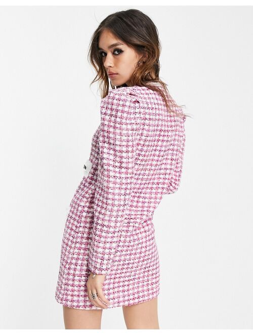 Dream Sister Jane blazer dress in pink tweed