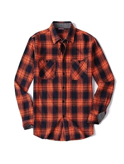 Damipow Premium Mens Flannel Shirt Long Sleeve Button Down Plaid Flannel Shirt