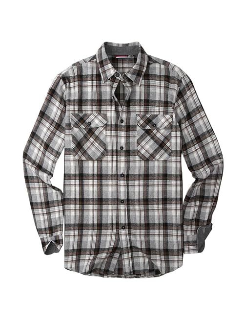 Damipow Premium Mens Flannel Shirt Long Sleeve Button Down Plaid Flannel Shirt