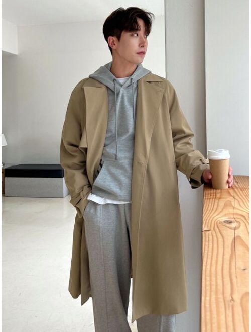 DAZY Men Raglan Sleeve Belted Trench Coat