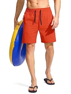 Men's Swim Trunks Quick Dry Bathing Suit Beach Board Shorts for Men with Zipper Pockets and Mesh Lining