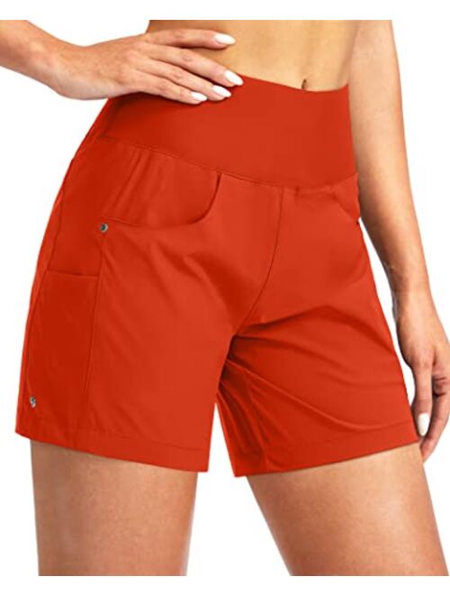 G Gradual Women's 5" Swim Board Shorts with 4 Pockets High Waisted Quick Dry Beach Shorts Tummy Control for Women with Liner