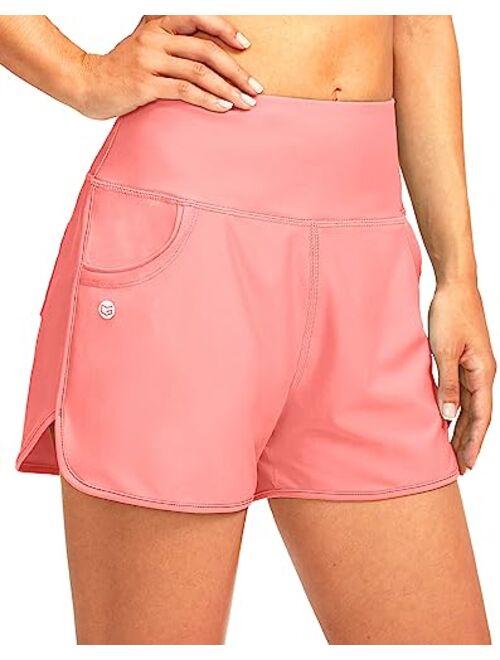 G Gradual Women's 3" High Waisted Swim Board Shorts with Pockets Quick Dry Swimsuit Bottoms Bathing Suit for Women with Liner