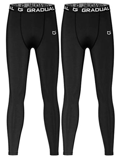 G Gradual Boys' Compression Pants Youth Thermal Base Layer Fleece Tights Sports Basketball Leggings for Boys