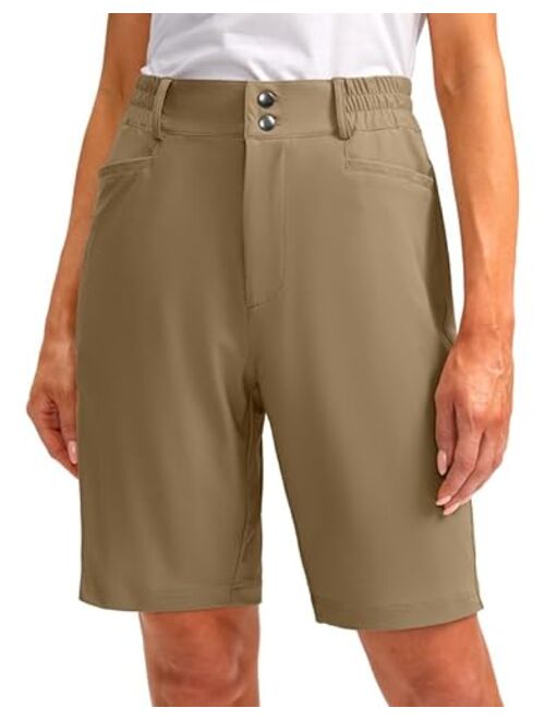 G Gradual Women's Golf Hiking Shorts 9" Stretch Quick Dry Cargo Bermuda Long Shorts Knee Length with Pockets for Women