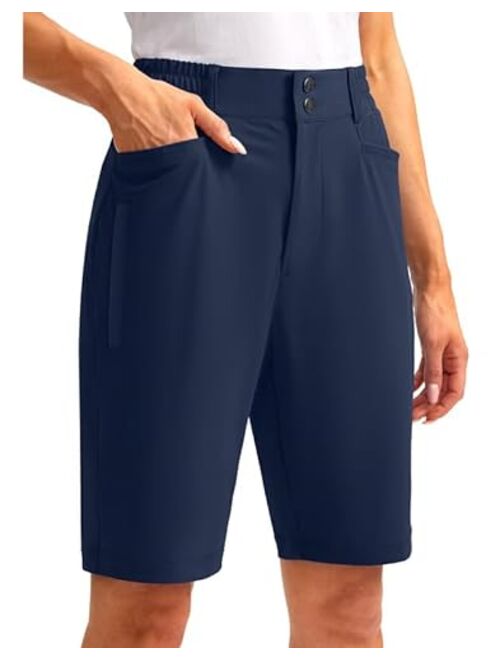 G Gradual Women's Golf Hiking Shorts 9" Stretch Quick Dry Cargo Bermuda Long Shorts Knee Length with Pockets for Women