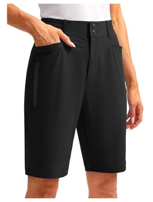 G Gradual Women's Golf Hiking Shorts 9" Stretch Quick Dry Cargo Bermuda Long Shorts Knee Length with Pockets for Women