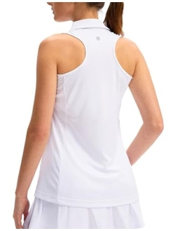 Women's Sleeveless Golf Shirt Zip Up Quick Dry Collared Tank Tops Racerback Tennis Athletic Polo Shirts for Women