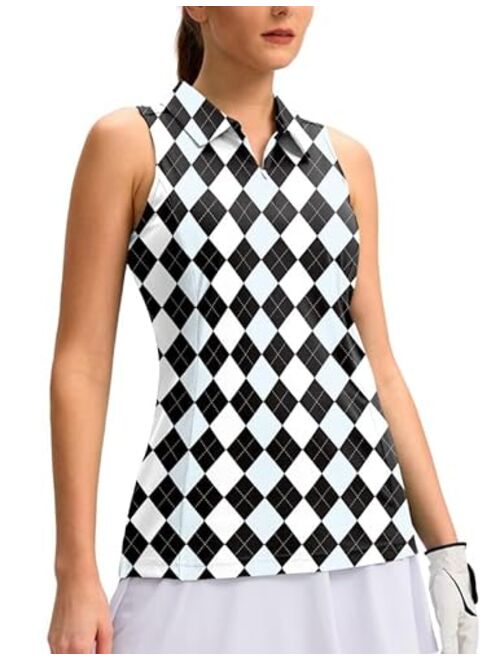 G Gradual Women's Sleeveless Golf Shirt Zip Up Quick Dry Collared Tank Tops Racerback Tennis Athletic Polo Shirts for Women