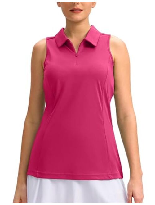 G Gradual Women's Sleeveless Golf Shirt Zip Up Quick Dry Collared Tank Tops Racerback Tennis Athletic Polo Shirts for Women