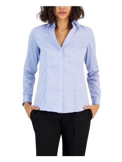 Women's Easy Care Button Up Long Sleeve Blouse