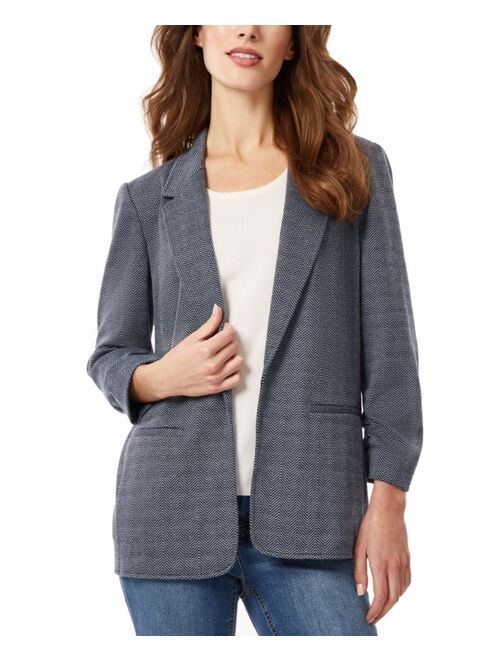 JONES NEW YORK Women's Knit Chevron Open-Front Jacket