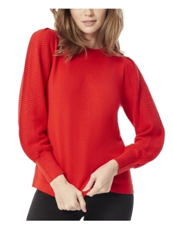 Women's Stitch-Sleeve Crewneck Sweater