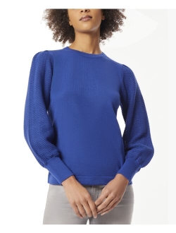 Women's Stitch-Sleeve Crewneck Sweater