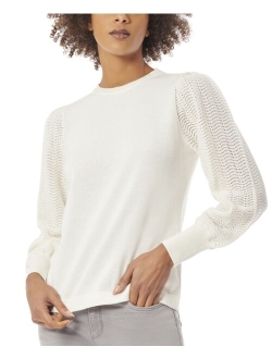 Women's Stitch-Sleeve Crewneck Sweater