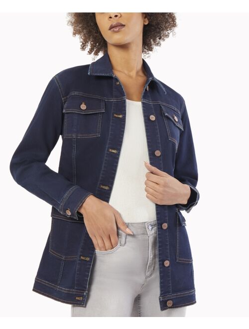 JONES NEW YORK Women's Denim Long Barn Jacket