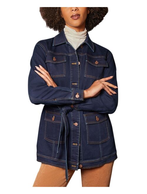 JONES NEW YORK Women's Denim Long Barn Jacket