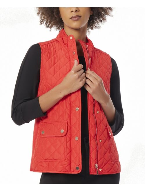 JONES NEW YORK Women's Quilted Patch Pocket Vest Jacket