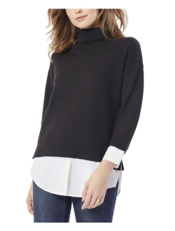 Women's Cowlneck Mixed-Media Layered Sweater