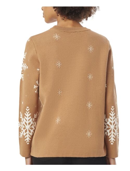 JONES NEW YORK Women's Snowflake Crewneck Sweater