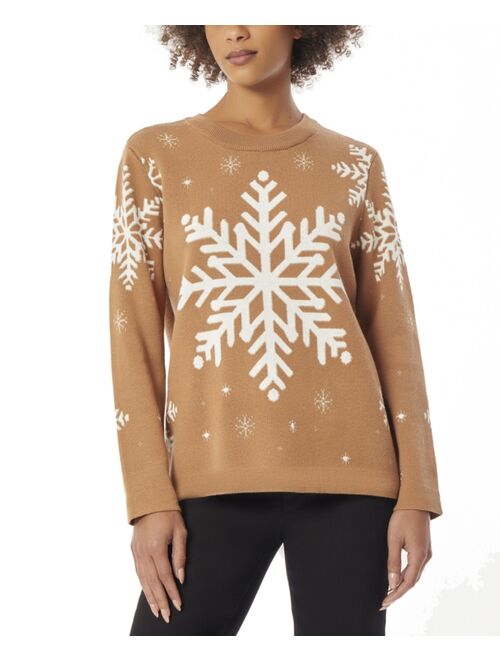 JONES NEW YORK Women's Snowflake Crewneck Sweater