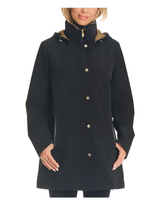 JONES NEW YORK Women's Two-Tone Hooded Raincoat