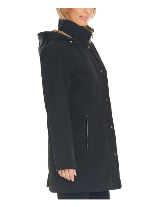 JONES NEW YORK Women's Two-Tone Hooded Raincoat