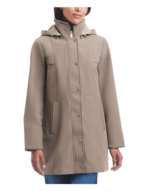 JONES NEW YORK Women's Two-Tone Hooded Raincoat