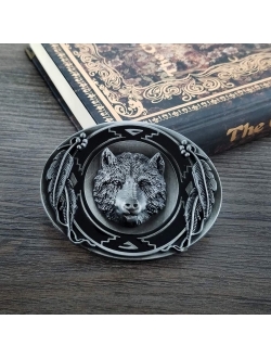 YOQUCOL QUKE Vintage Howling Wild Wolf Belt Buckle Western Cowboy 3D Hunting Wolf Head Belt Buckle