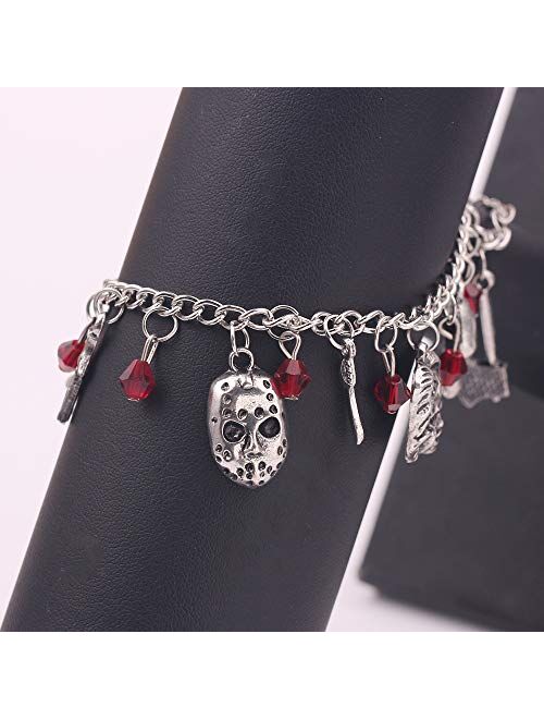 Rongji Jewelry Classic Movie Charm Bracelet for Men - Horror Movies Game Bracelet Halloween Scary Cosplay Costume Jewelry Collection Gift for Fans