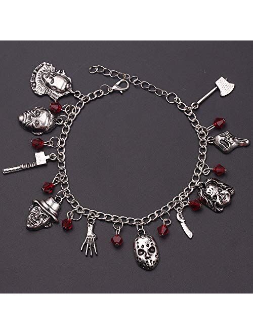 Rongji Jewelry Classic Movie Charm Bracelet for Men - Horror Movies Game Bracelet Halloween Scary Cosplay Costume Jewelry Collection Gift for Fans