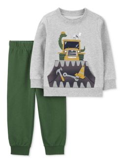 Toddler Boys Construction T-shirt and Jogger Pants, 2 Piece Set