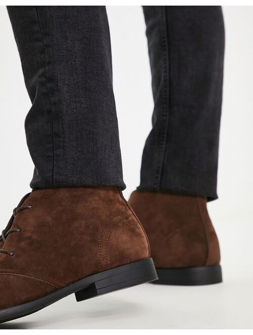 ASOS DESIGN chukka boots in brown faux suede