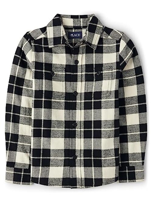 The Children's Place Boys' Long Sleeve Plaid Flannel Button Up Shirt