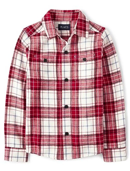 The Children's Place Boys' Long Sleeve Plaid Flannel Button Up Shirt